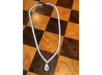 Incredible All 14kt White Gold Necklace With Either Zircons Or White Sapphires -20 DWT Or 43.5 Grams