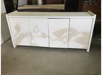 Fantastic & Very Interesting RETRO MODERN White Textured Finish Cabinet - VERY COOL PIECE