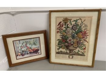 Two Pieces Of Framed Floral Artwork