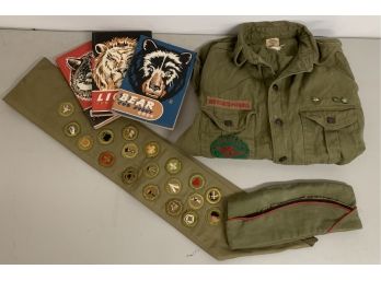 Vintage Hartford CT Boy Scouts Of America Shirt, Sash, Hat, And 3 Books!