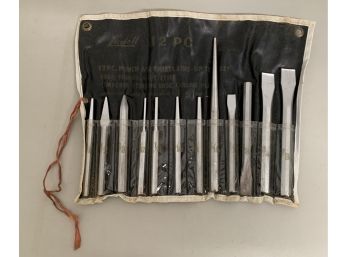(B2) Vintage Ludell 12 PC Punch And Chisel Line Up Tool Set