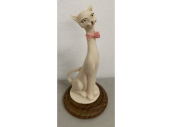 Vintage Siamese Cat Figure With Pink Bow