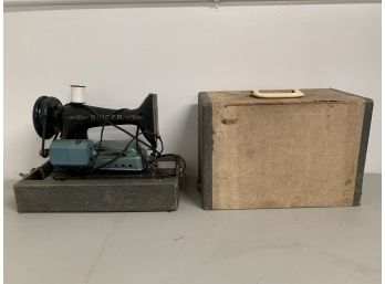 Vintage Singer Sewing Machine W/ Box, Motor & Pedal