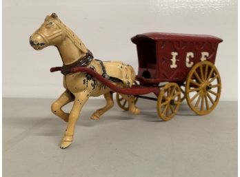 Cast Iron Horse Drawn Ice Carriage Toy Display