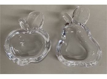 Miniature Apple & Pear Glass Display Trays / Ash Trays