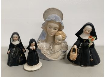 Vintage Mother  Mary And Napco Nuns Figure LOT