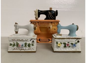 Lot Of 3 Antique Sewing Machine Porcelain Pieces