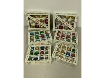 Vintage Mr Christmas Round Glass Ornaments - 6 Boxes W/ 3 Different Sizes