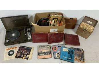 Astrex SP-100 Record Player W/ A HUGE Lot Of 45 Records