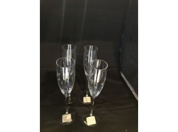 4 Lenox Lead Crystal Champagne Flute Glasses (New In Box)