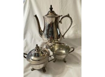 Stainless Steel Tea Pot With Sugar And Creamer Set