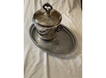 FB Rogers Stainless Steel Ice Bucket And Platter