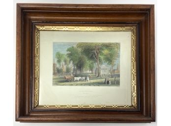 Antique Yale College 1838 Print By W.H Bartlett/ J. Sands Framed.