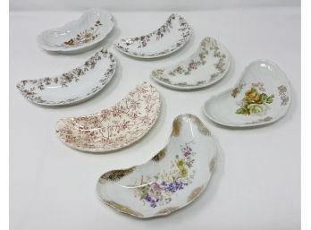 Mixed Group Of Porcelain Crescent Bone/appetizer Side Dishes