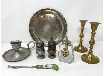 Mixed Vintage Candlesticks And Serveware