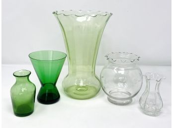 Five Vintage Glass Vases