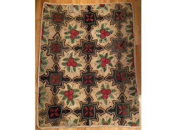 Antique Hand Hooked Cherry Rug