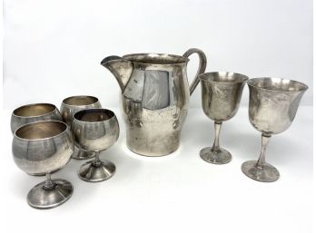 Mixed Silverplate Drinkware Group With Gorham Water Jug