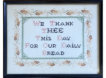 Vintage Needlepoint We Thank The This Day For Our Daily Bread