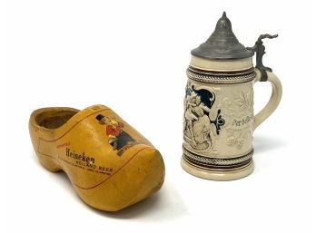 Vintage German Stein And Heineken Advertising Dutch Clog