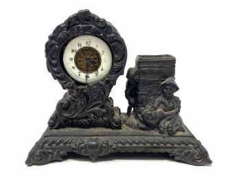 Antique Waterbury Clock Company Cast Metal Table Clock