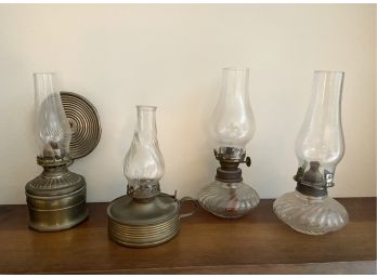 Small Antique Kerosine Lamps - Set Of Four