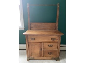 Antique Wash Stand Dresser Cabinet With Towel Rack