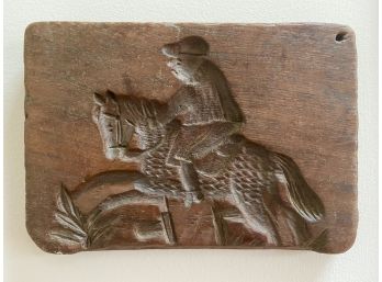 Vintage Wooden Cookie Mold Of Man On Horseback