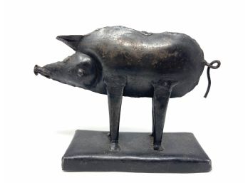 Handcrafted Metal Pig Sculpture