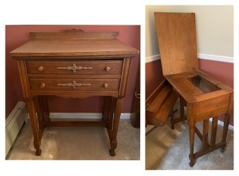 Antique Sewing Machine Cabinet With Compartments