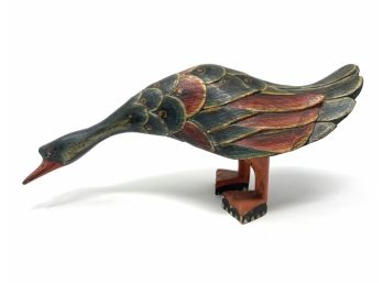 Vintage Painted Wooden Duck