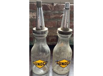 2 Piece Sunoco Glass Oil Bottles #2