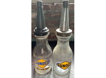 2 Piece Sunoco Glass Oil Bottles #4