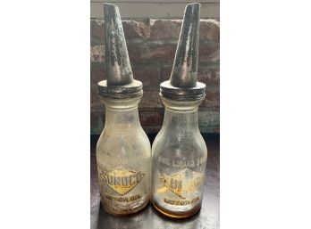 2 Piece Sunoco Glass Oil Bottles #3