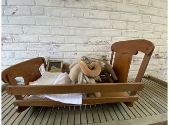 Vintage Doll Crib And Accessories