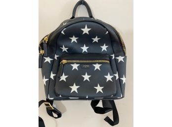 Flynn Navy With White Stars Faux Leather Small Backpack