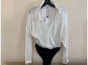 New! Milly Wrap Bodysuit Blouse Size Small