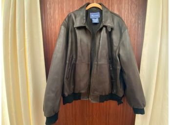 Men's Leather Bomber Jacket Large