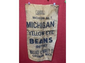 Burlap Michigan Yellow Eyed Peas Bag