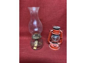 2  Vintage Oil Lamps, Glass Eagle 33