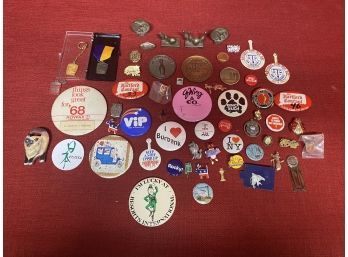 Collection Of Pins & Vintage Ski Metal