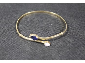 Sterling Diamond And Blue Tanzanite Bypass Bangle