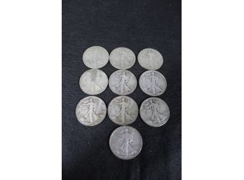 Liberty Walking Silver Half Dollars Lot Of 10