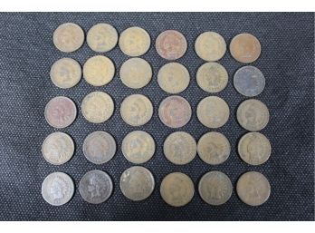 Lot Of 30 Indian Head Pennies