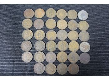 Lot Of 34 Indian Head Pennies