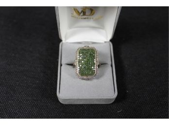 Sterling Diamond/ Tourmaline Ring