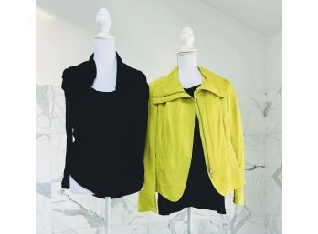 3 Pcs -Lafayette 148 Jacket  And Black Top And Cashmere Sweater