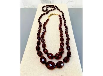 2 Strands Of Stunning Rich Red Beaded Necklaces