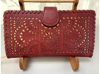 Plum Laser Cut Clutch - Wallet