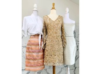 Aidan Mattox Beaded Dress, Nicole Miller Strapless, J Crew Skirt